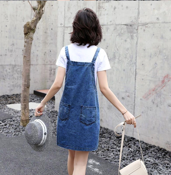 ĐẦM JEAN YẾM 2 DÂY PHỐI TÚI - NY801